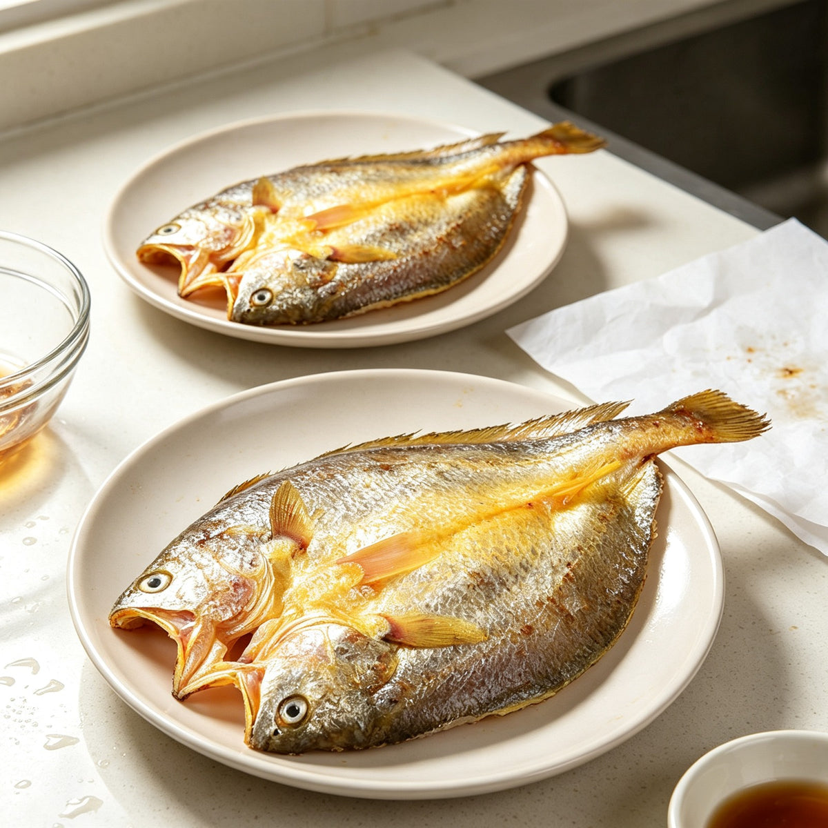 Golden Pan-Seared Whole Yellow Croaker